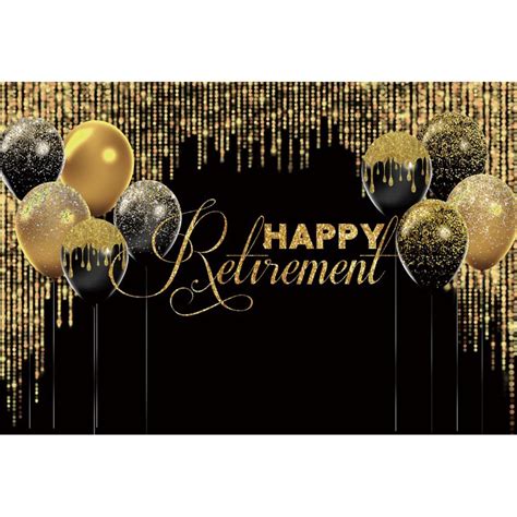 7x5ft Vinyl Happy Retirement Backdrop Black Gold Bokeh Glitter Photo