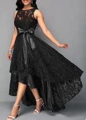 Sleeveless Belted Lace Panel Maxi Dress Fashion Design Store