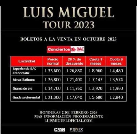 Precios Para Concierto De Luis Miguel En Honduras ¿verdadero O Falso