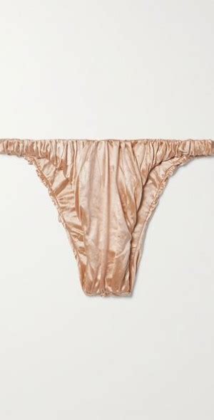 ISA BOULDER Jessie Ruched Metallic Stretch Satin Bikini Briefs