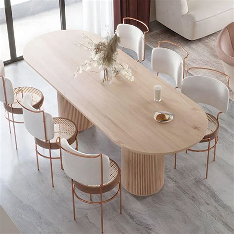 Amazon Lakiq Wood Oval Dining Table Double Pedestal Kitchen