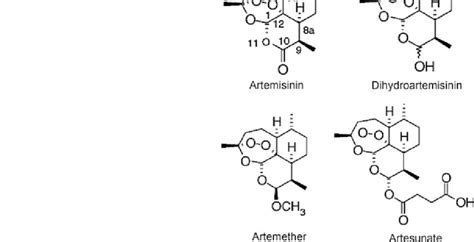 14 Chemical Structure Of Artemisinin And Derivates Download