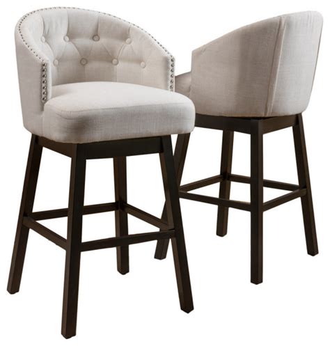 GDF Studio Westman Fabric Upholstered Swivel Seat Bar Stools, Set of 2 ...