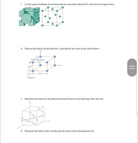 Solved 1 List The Point Coordinates For All Atoms That Are Chegg