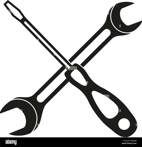 Black And White Screwdriver Wrench Cross Silhouette Stock Vector Image