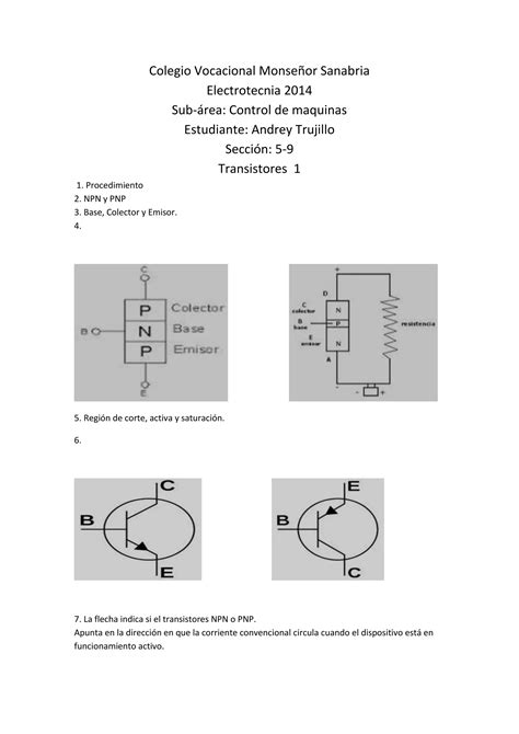 Ficha De Aprendizaje Transistores Pdf