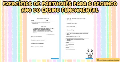 Arquivo De Exerc Cios De Portugu S Para O Segundo Ano Do Ensino