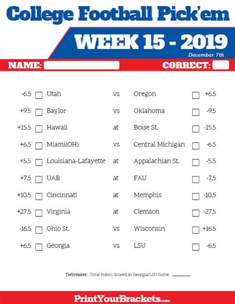 Nfl Week 15 Printable Pickem