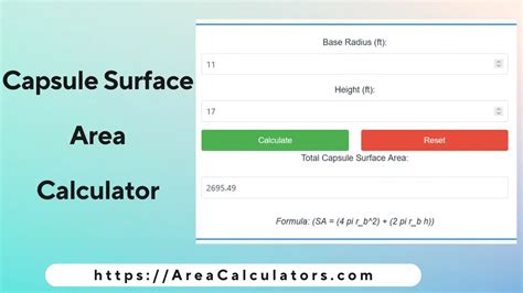 Capsule Surface Area Calculator Online Calculators