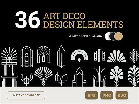 Art Deco Nouveau Ornamental Elements Eps Svg Png Gatsby Style