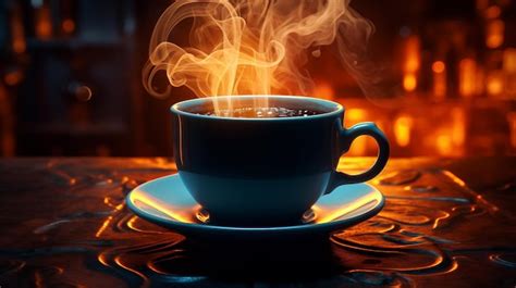 Premium AI Image Cup Of Streaming Hot Coffee