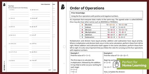 👉 Bidmas Order Of Operations Walkthrough Worksheet