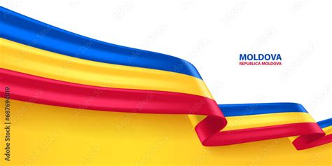 Moldova 3d Ribbon Flag Bent Waving 3d Flag In Colors Of The Moldova National Flag National