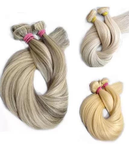 Cabelo Humano Loiro Platinado Brasileiro Tela 150g 55 Cm