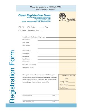 Fillable Online AIB Registration Form Pmd West Virginia Bankers