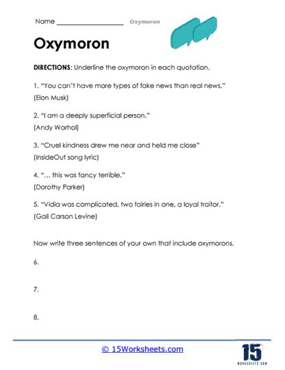 Oxymoron Worksheets - 15 Worksheets.com