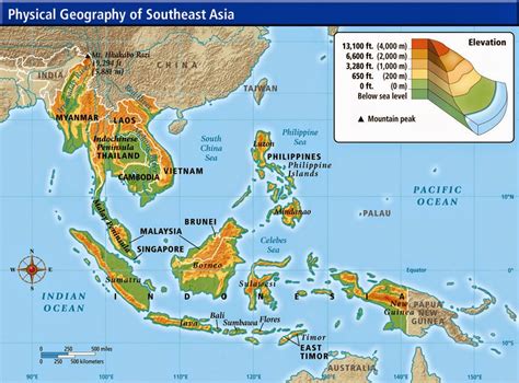 physical maps  southeast asia  printable maps