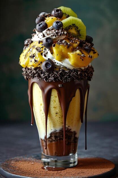 Premium Photo | A sundae with a variety of fruits and toppings