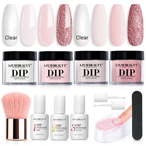 Azurebeauty Nude Pink Glitter Transparent Neutral Skin Dip Powder Nail