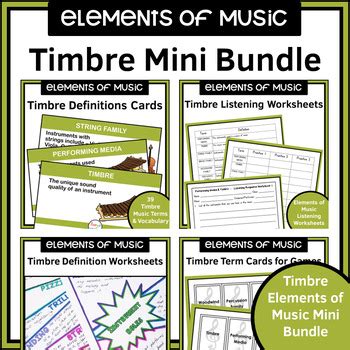 Timbre Elements of Music Activities Bundle by Jooya Teaching Resources