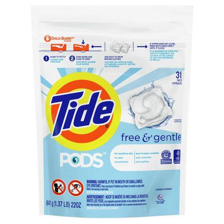 Tide PODS Free & Gentle Liquid Laundry Detergent Pacs, 31 Loads 775 g ...