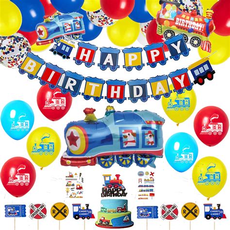 Train Birthday Party Supplies Set Train Theme Blue Yellow Red