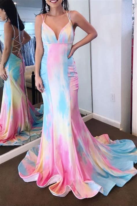 Mermaid Tie Dye Long Prom Dress In 2021 Tie Dye Wedding Dress Dresses Prom Dresses