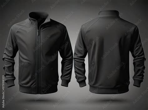 Black Jacket For Men Blank Template For Graphic Design Front And Back