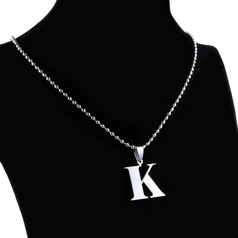 New Stainless Steel Letter K Pendant With Ball Chain Necklace For