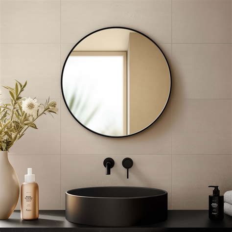 Essence Black Round Bathroom Mirror 600mm Bathroom Mountain