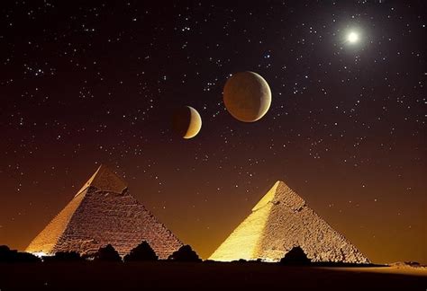 Premium Photo Planets Of The Solar System Over The Pyramids Of Giza