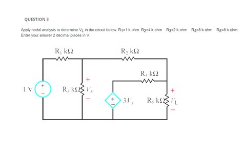 Solved Apply Nodal Analysis To Determine Vl In The Circuit Chegg