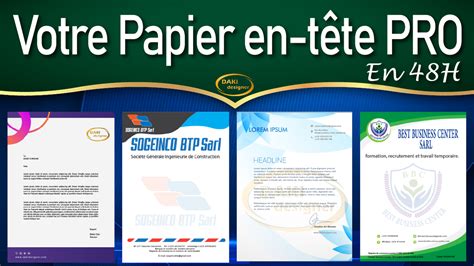 Je Vais Cr Er Le Papier Ent Te Professionnel De Votre Entreprise Par