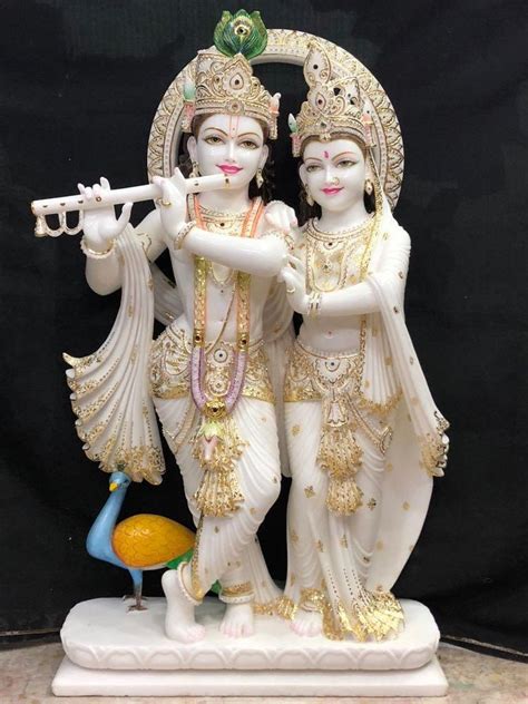 White Painted Marble Jugal Radha Krishna Murti For Temple At 151000