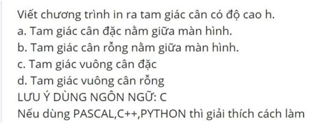 Học vẽ tam giác vuông cân rỗng trong c với hướng dẫn chi tiết từng bước