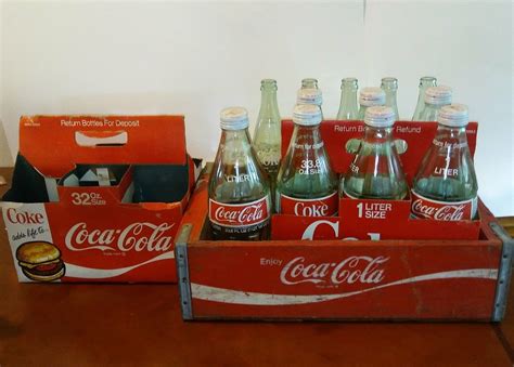 Vintage Coke Coca Cola Wooden Crate Bottles Liter Lot Carriers