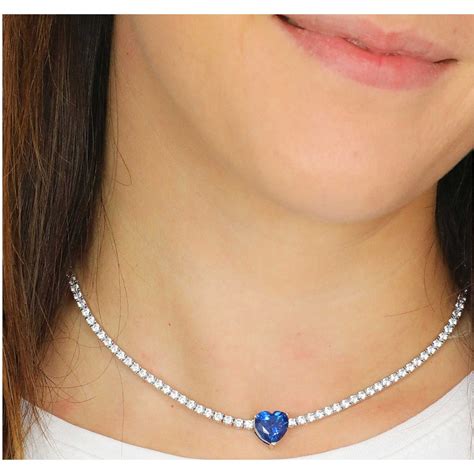 Collana Donna Tennis Cuore Blu Argento 925 TCBA1