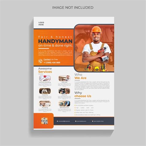 Premium Vector Creative Handyman Service Flyer Leaflet Handbill Design