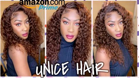 Amazon Prime Reddish Brown Water Wave Lace Front Wig Install Ft UNICE