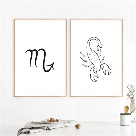 Scorpio Line Art Scorpio Print Zodiac Print Abstract Etsy