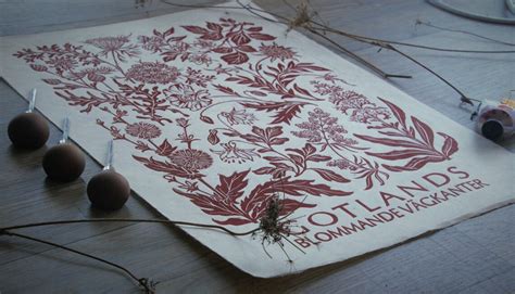 Gotlands Blommande V Gkanter Dark Red Handmade Block Print Etsy