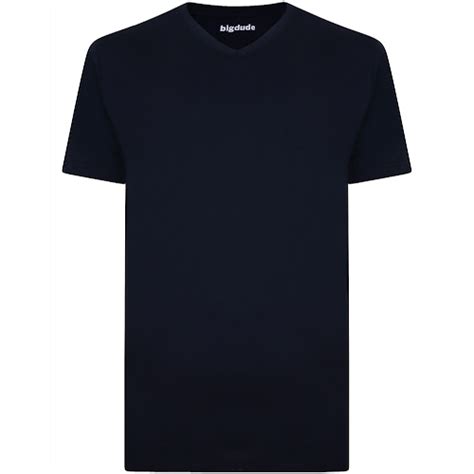 Bigdude Plain V Neck T Shirt Navy Bigdude