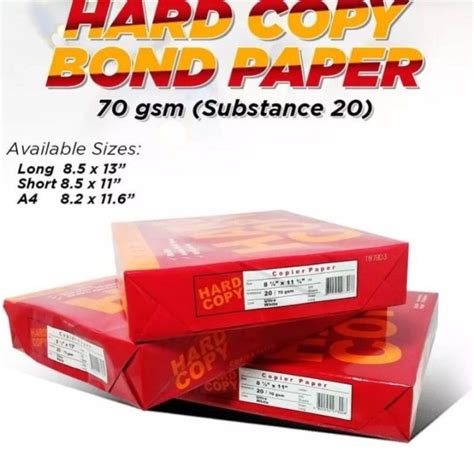 Hard Copy Bond Paper Subs20 Short Long A4 Lazada PH