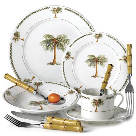 I Have This Setpalm Tree Decor 20pc Bahama Palm Tree Dinnerware