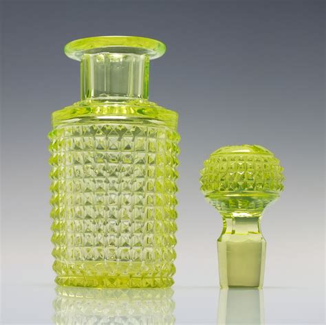 Victorian Vaseline Glass Perfume Bottle C1880 Home Decor Exhibit Antiques