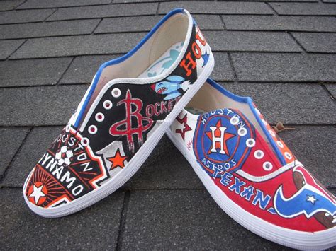 Custom Painted Houston Teams Texans Astros Rockets Dynamo Shoes