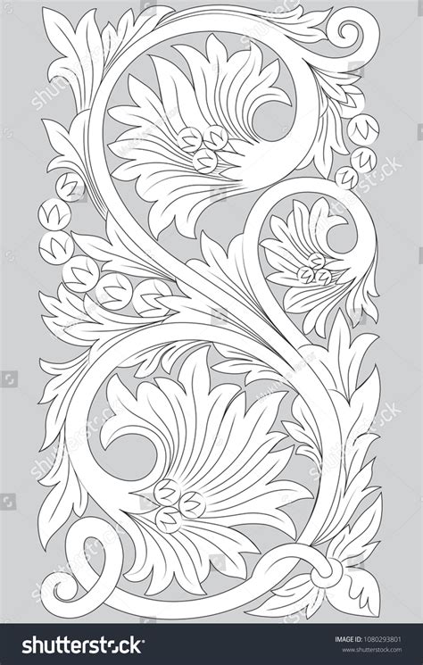 Motif Jepara Line Art Vector De Stock Libre De Regal As