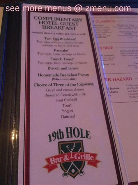 Online Menu of The 19th Hole Bar & Grille Restaurant, Green Valley ...