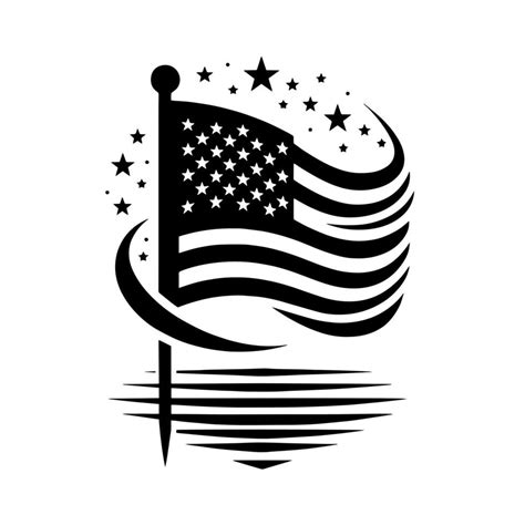 Black and White Illustration of the USA Flag 43626714 Vector Art at ...