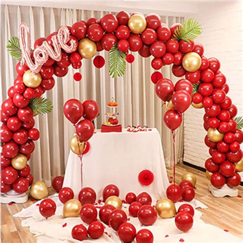 Uds Rojo Granada Globo Garland Kit De Arco Papel De Amor Oro